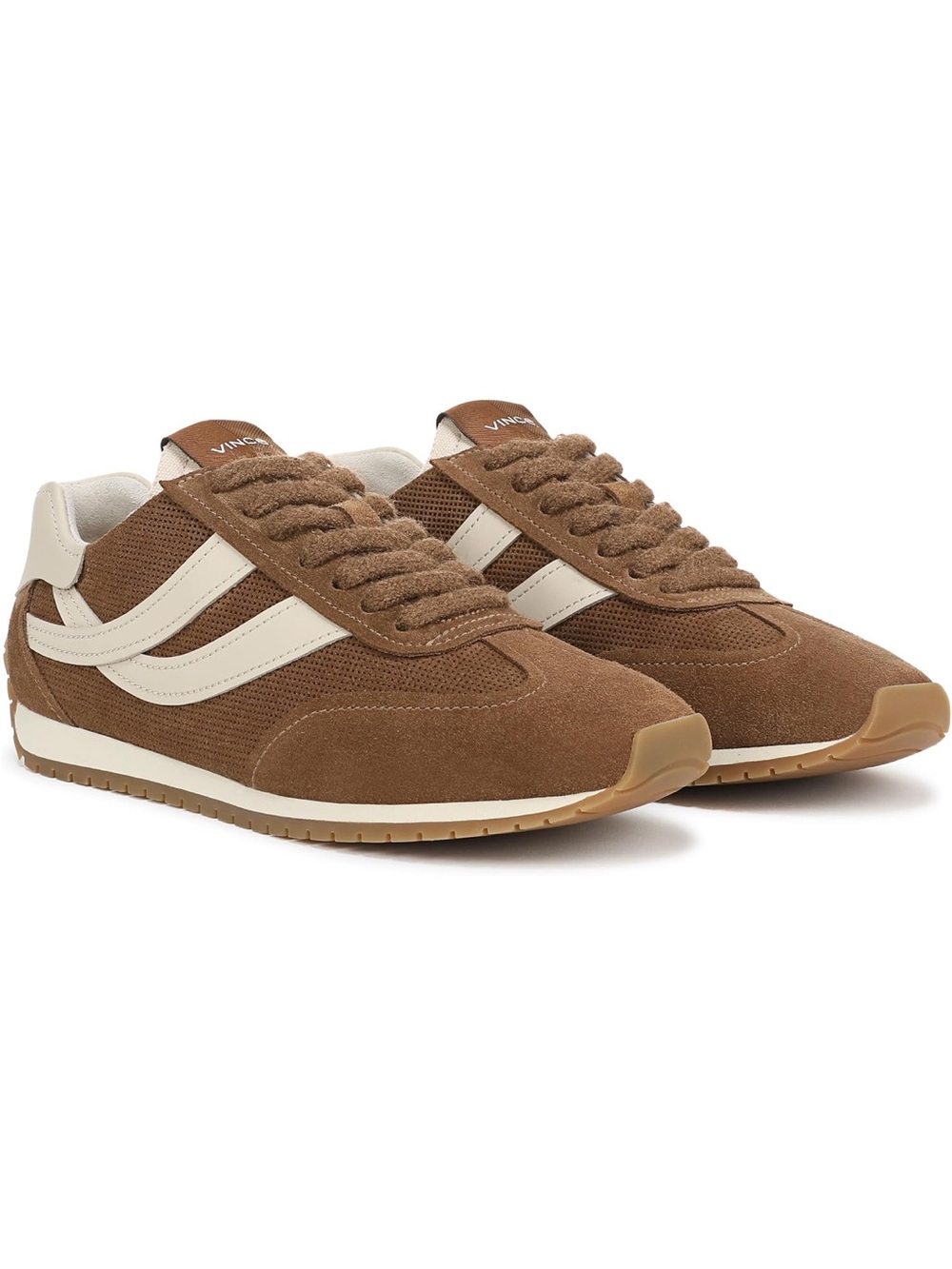 Vince - Oasis Brown Suede Low-Top Runner with Cream Accents